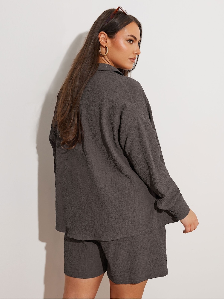 Bruin - Yours Curve Texutre Co-Ord Long Sleeve Shirt - Image 5 of 10
