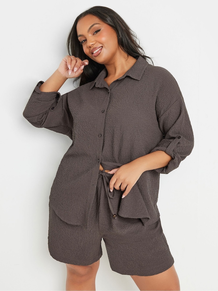 Bruin - Yours Curve Texutre Co-Ord Long Sleeve Shirt - Image 6 of 10
