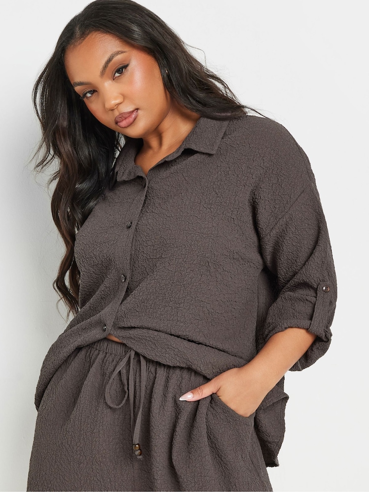 Bruin - Yours Curve Texutre Co-Ord Long Sleeve Shirt - Image 9 of 10