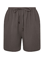Marrón - Yours Curve Texutre Coord Pull-On Shorts - Imagen 10 de 10