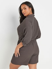 Marrón - Yours Curve Texutre Coord Pull-On Shorts - Imagen 8 de 10