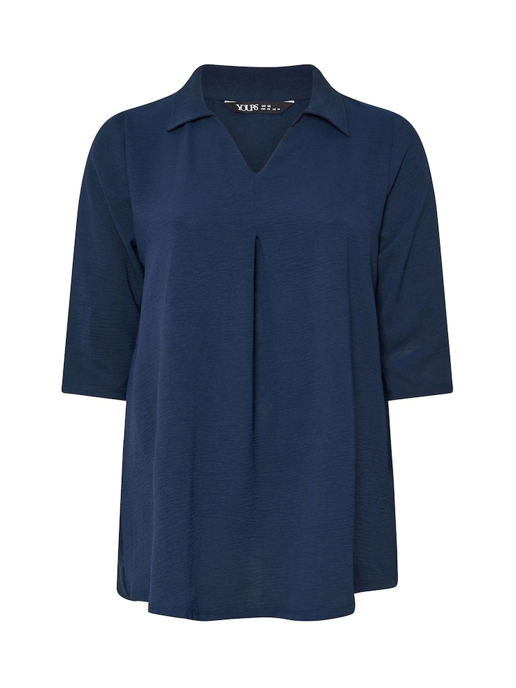 Azul - Yours Curve Textured Pleated Front Shirt - Imagen 5 de 5