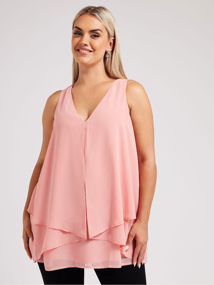Розовый - Ярусный топ Yours Curve London - Изображение 1 из 5