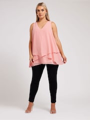Розовый - Ярусный топ Yours Curve London - Изображение 2 из 5