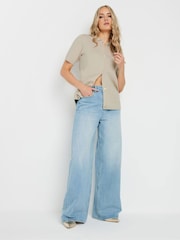 Long Tall Sally Natural Short Sleeve Boxy Knitted Cardigan - Image 3 of 5