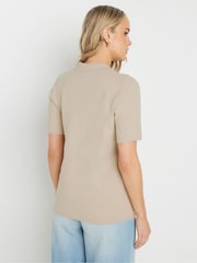 Long Tall Sally Natural Short Sleeve Boxy Knitted Cardigan - Image 4 of 5