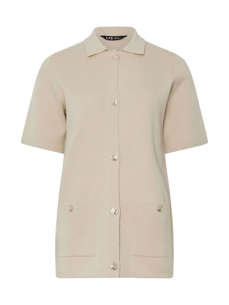 Long Tall Sally Natural Short Sleeve Boxy Knitted Cardigan - Image 5 of 5