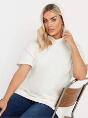Yours Curve White 100% Cotton Short Sleeve Hoodie - Image 3 of 5