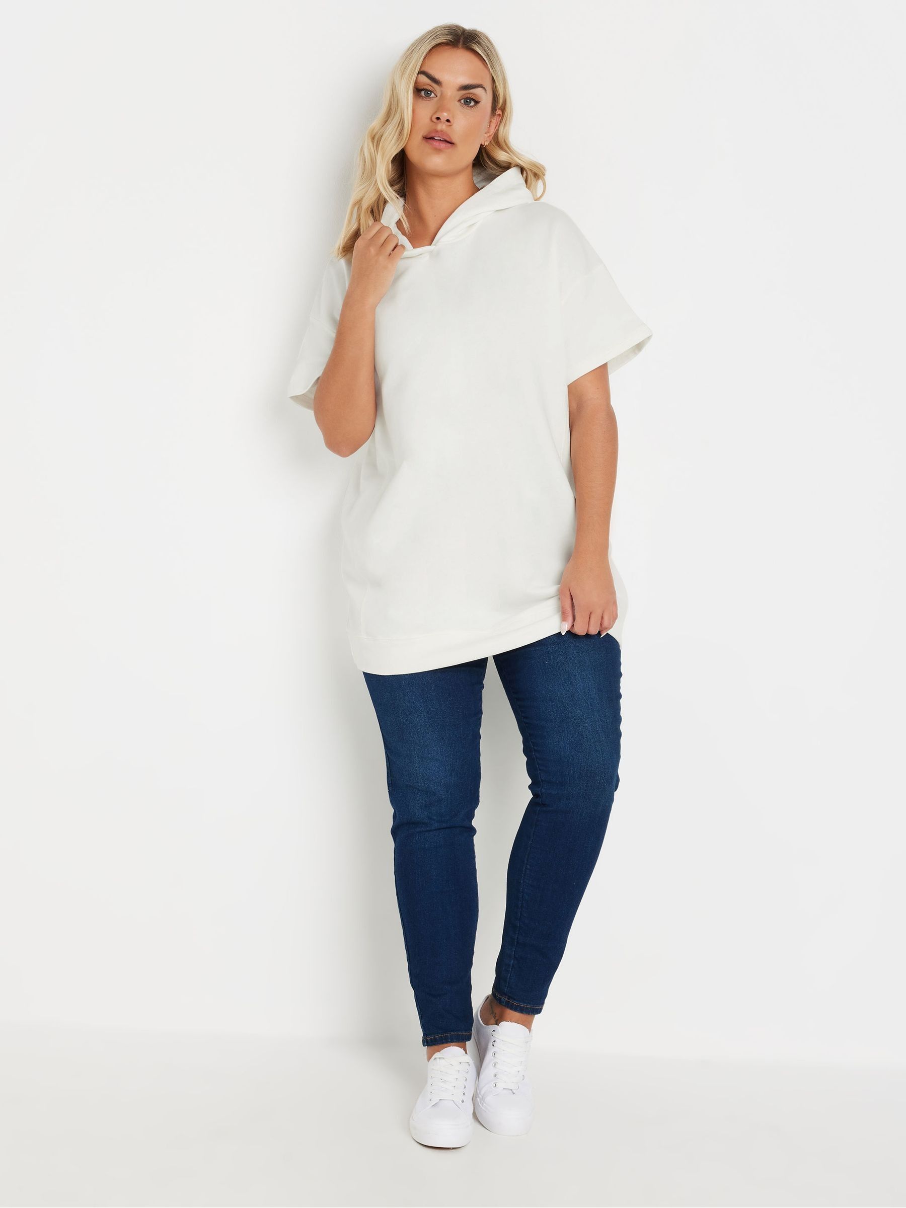 Buy Yours Curve White 100% Cotton Short Sleeve Hoodie from Next