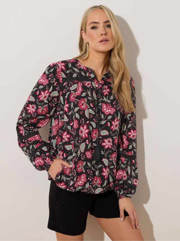 Long Tall Sally Black Lace Insert Top - Image 1 of 5