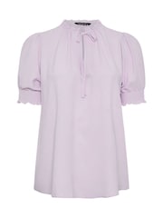 Yours Curve Purple Frill Collar Tie Blouse - Image 1 of 5