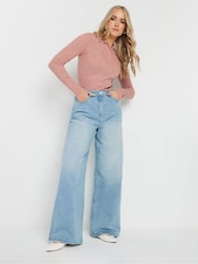 Long Tall Sally Pink Marl Ribbed Polo Shirts - Image 2 of 5