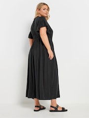Yours Curve Black Chambray Washed Boho Dress - Image 3 of 9