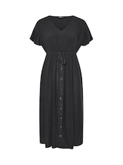 Yours Curve Black Chambray Washed Boho Dress - Image 9 of 9