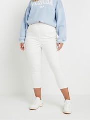 Yours Curve White Cropped Stretch Jenny Jeggings - Image 1 of 5