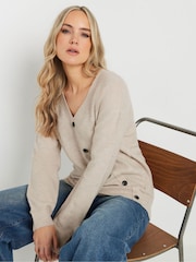 Long Tall Sally Natural Marl Button Wrap Jumper - Image 4 of 5