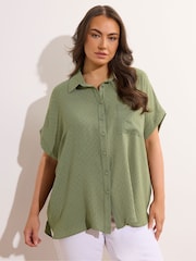 Yours Curve Green Grown On Sleeve Blouse - Image 1 of 5