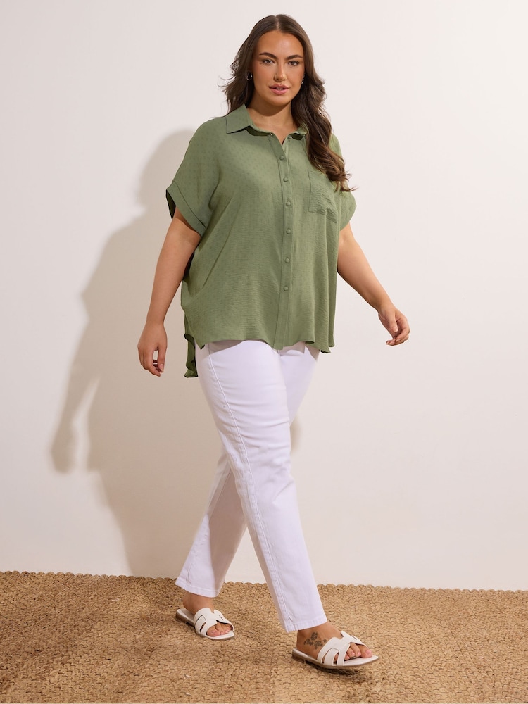 Yours Curve Green Grown On Sleeve Blouse - Image 2 of 5