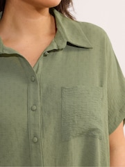 Yours Curve Green Grown On Sleeve Blouse - Image 4 of 5
