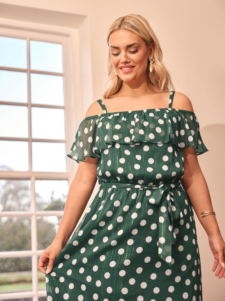 Verde - Vestido largo con volantes de Yours Curve London - Imagen 2 de 6 Verde - Vestido largo con volantes de Yours Curve London - Imagen 2 de 6
