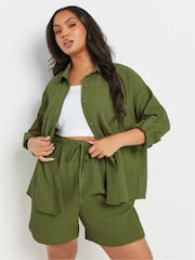 Yours Curve Green Texutre Co-Ord Long Sleeve Shirt - Image 5 of 8
