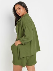 Yours Curve Green Texutre Co-Ord Long Sleeve Shirt - Image 7 of 8