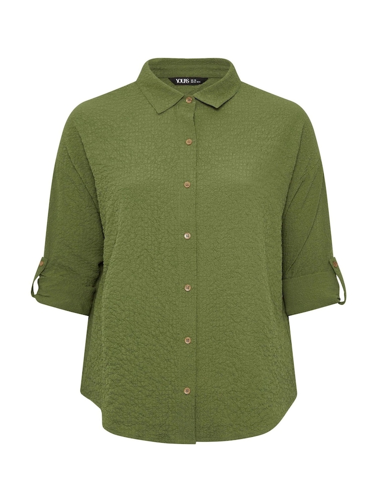 Yours Curve Green Texutre Co-Ord Long Sleeve Shirt - Image 8 of 8