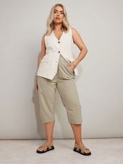 Yours Curve Natural Cool 100% Cotton Cropped Trousers - Image 2 of 5