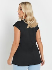 Yours Curve Black Ponte A Line Cap Sleeve T-Shirt - Image 3 of 5