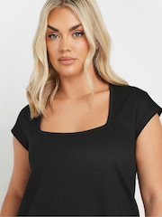 Yours Curve Black Ponte A Line Cap Sleeve T-Shirt - Image 4 of 5
