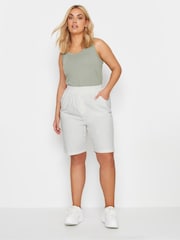 Yours Curve White Cool 100% Cotton Shorts - Image 2 of 4