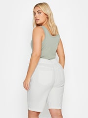 Yours Curve White Cool 100% Cotton Shorts - Image 3 of 4