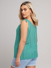 Yours Curve Blue Tie Detail Vest - Image 4 of 9