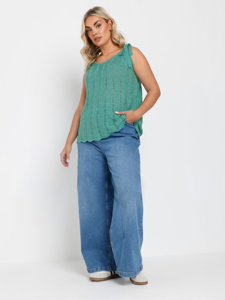 Yours Curve Blue Tie Detail Vest - Image 6 of 9