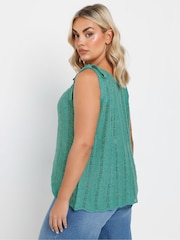 Yours Curve Blue Tie Detail Vest - Image 7 of 9