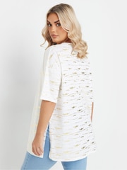 Yours Curve White Foil Detail Top - Image 3 of 4
