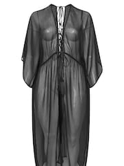 Yours Curve Black Chiffon Maxi Kimono - Image 2 of 6