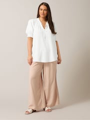 Yours Curve White Frill Collar Tie Blouse - Image 2 of 5
