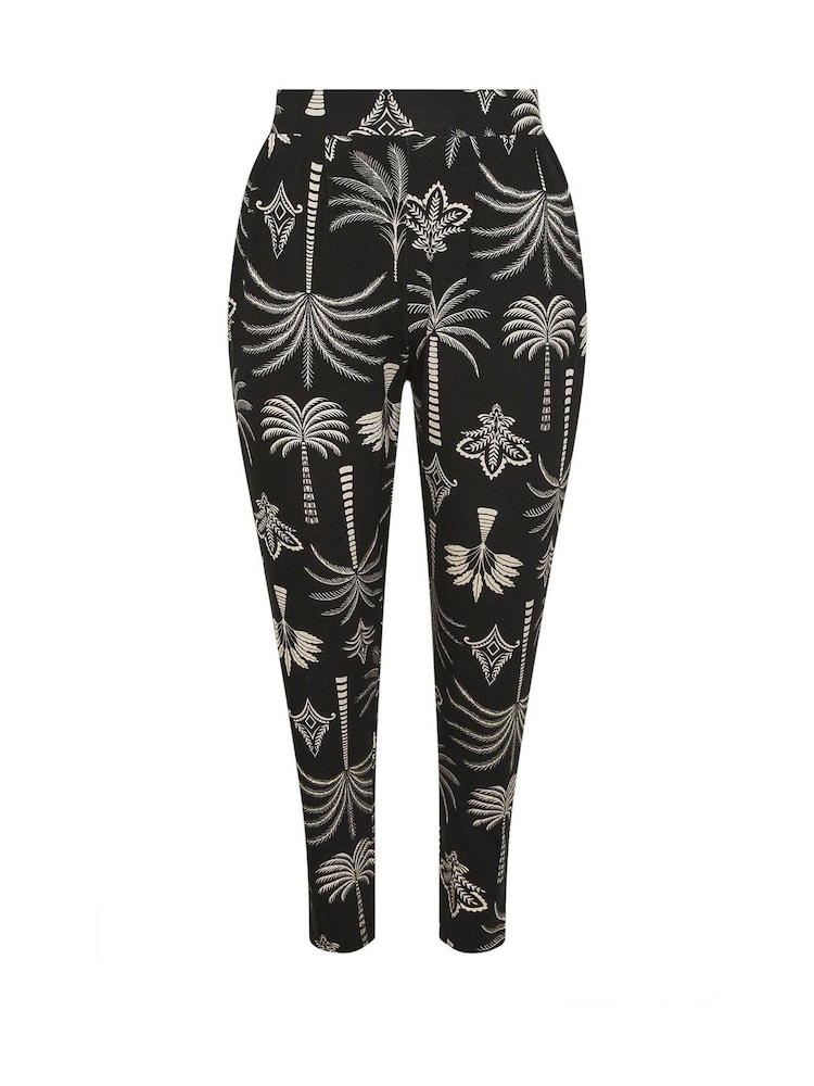 Yours Curve Black Double Pleat Harem Trousers - Image 5 of 5