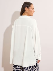 Yours Curve White Oversized Slit Hem Shirt - Image 3 of 5