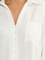 Yours Curve White Oversized Slit Hem Shirt - Image 4 of 5