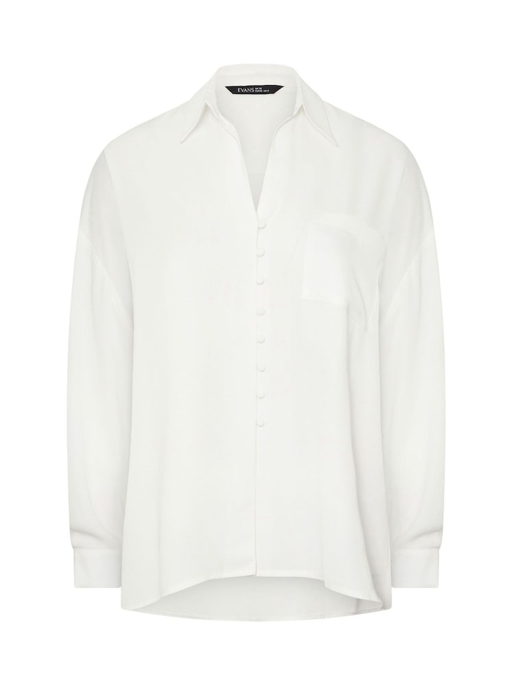 Yours Curve White Oversized Slit Hem Shirt - Image 5 of 5 Yours Curve White Oversized Slit Hem Shirt - Image 5 of 5