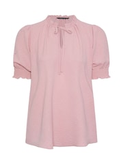 Yours Curve Pink Frill Collar Tie Blouse - Image 5 of 5