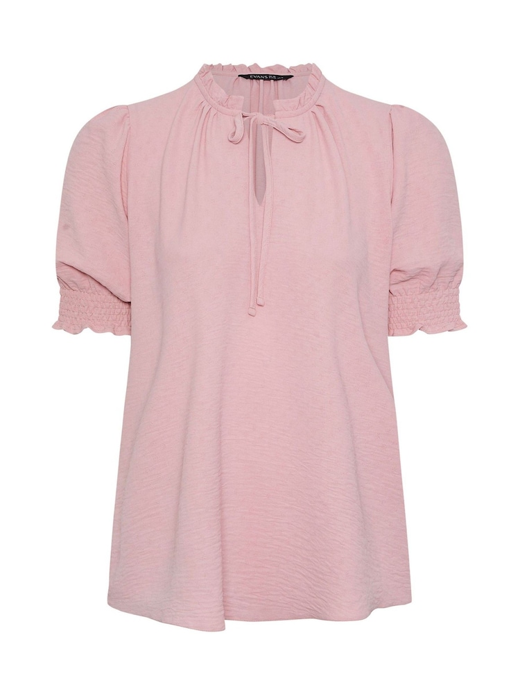 Yours Curve Pink Frill Collar Tie Blouse - Image 5 of 5