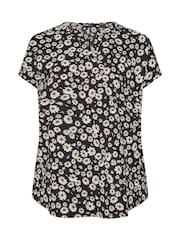 Yours Curve Black Notch Neck Texture T-Shirt - Image 5 of 5