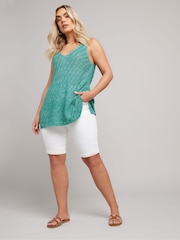 Yours Curve Blue Metallic Pointelle Vest - Image 2 of 5