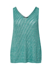 Yours Curve Blue Metallic Pointelle Vest - Image 5 of 5
