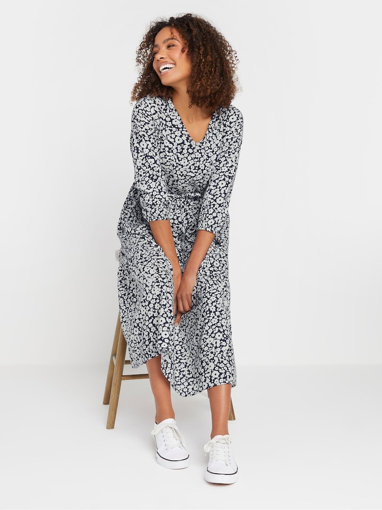 M&Co Blue Tiered Midi Dress - Image 1 of 5