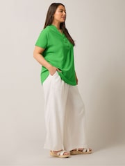 Grün - Yours Curve Bluse mit kurzer Knopfleiste - Bild 2 von 4