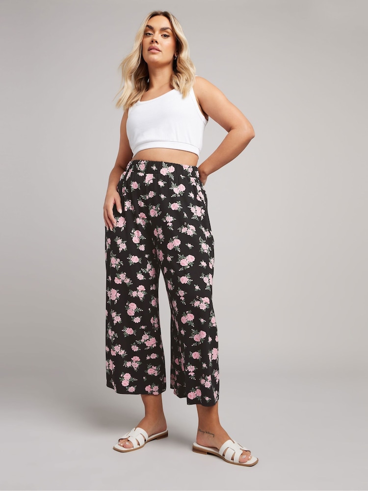 Yours Curve Black Jersey Midaxi Culottes - Image 1 of 5